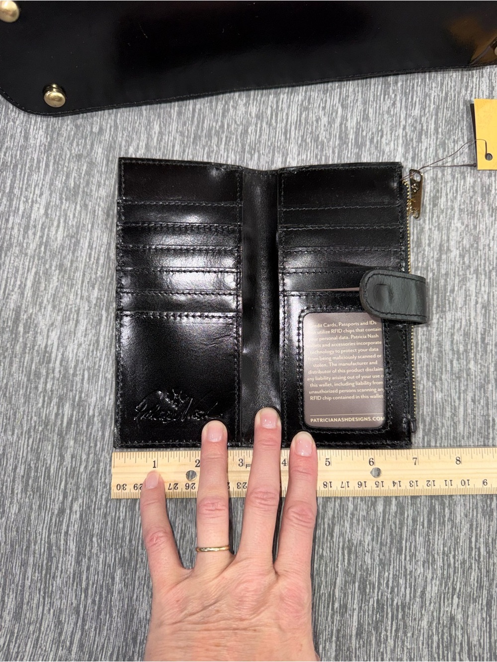 Patricia Nash Black White Plaid Tote and wallet - Picture 11 of 12